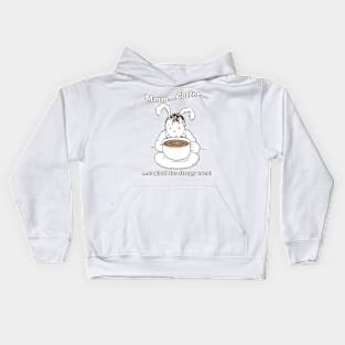 Sleepy Rabbit Enjoys His Morning Coffee Kids Hoodie